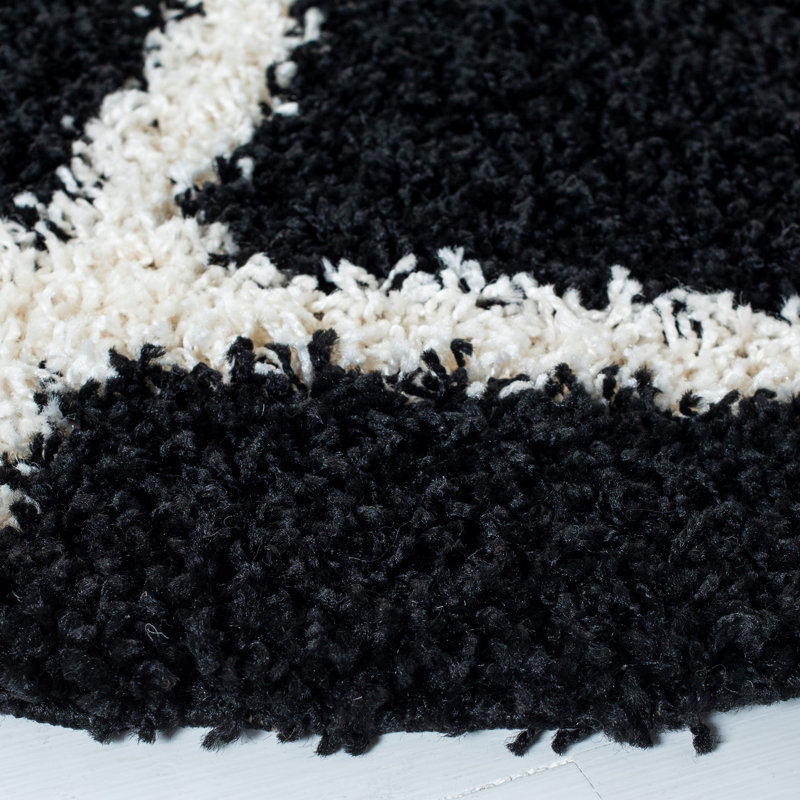 Tapis noir / blanc Alberthe, Tapis de couloir 2 pi 3 po x 8 pi