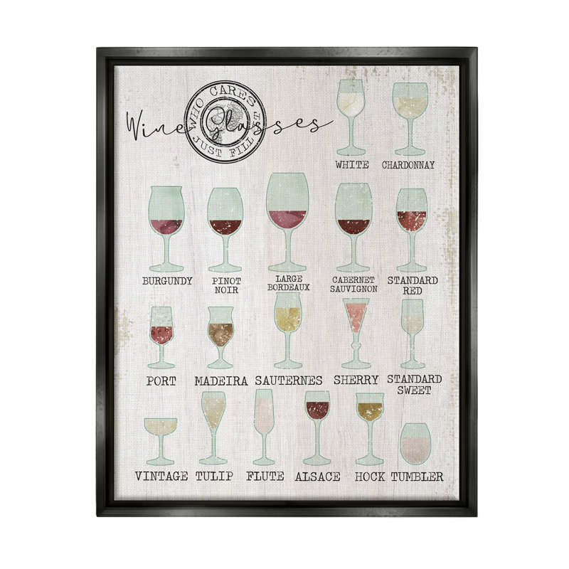 «Wine Wine Glasses» par Daphne Polselli, Cadre flottant noir de jais, L 17 po x H 21 po