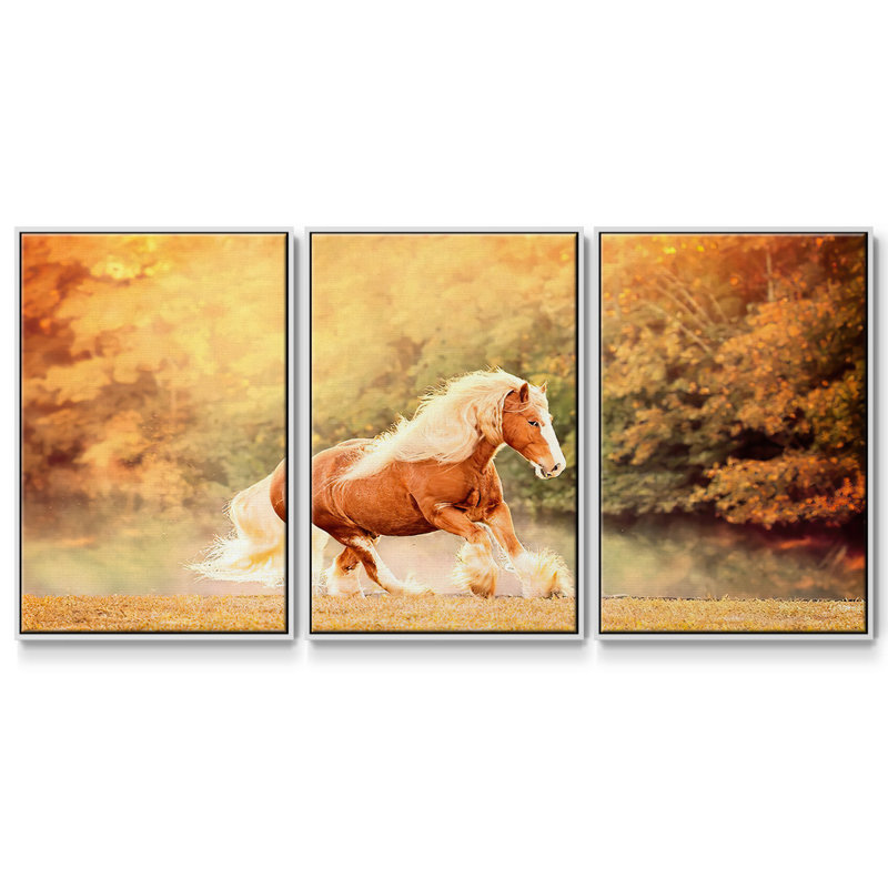 3 pièces Horse Motion II, Blanc, H 40 po x l 78 po x P 2 po