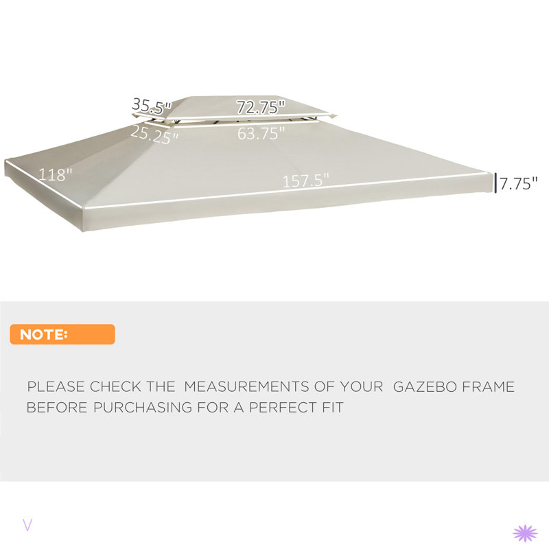 Auvent de remplacement pour abri de jardin, housse UV à 2 niveaux pour abri de jardin extérieur 9,84 pi x 9,84 pi (sommet seulement)
