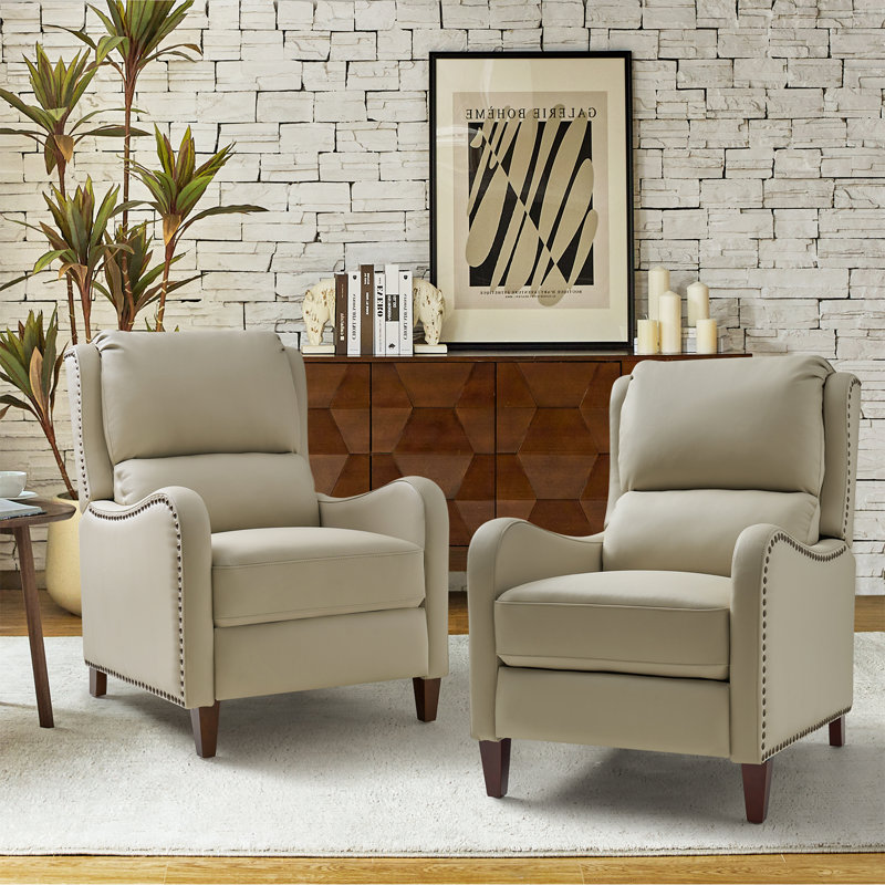 Fauteuil inclinable en cuir Beecher 28,75 po, Cuir pleine fleur beige