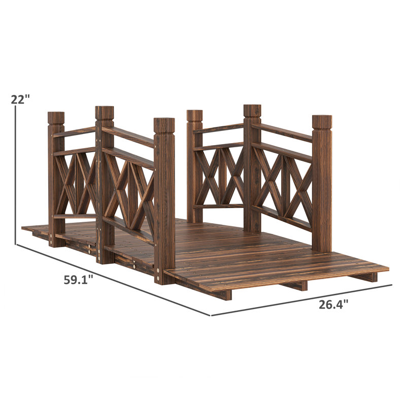 Paravents et ponts rustiques en bois avec rampes pour jardins