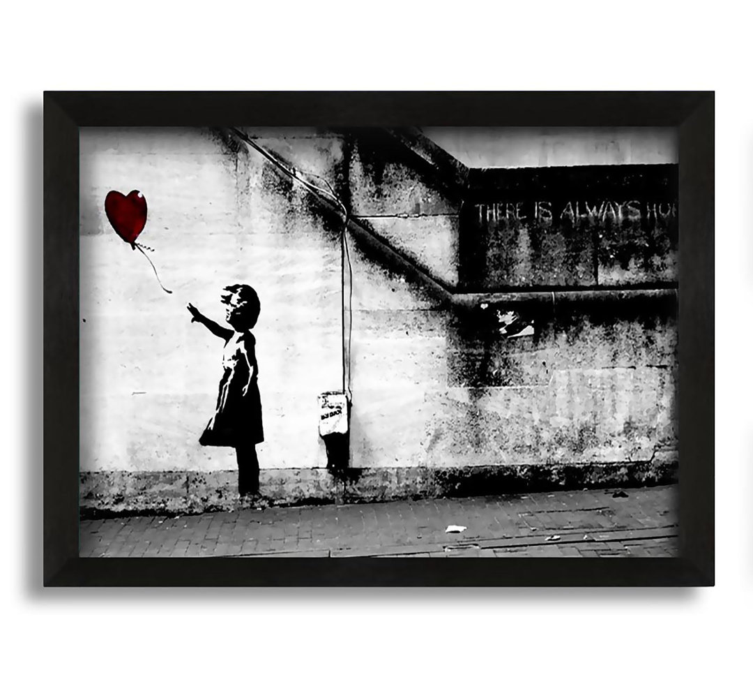 Gerahmtes Leinwandbild Red Heart Balloon Girl