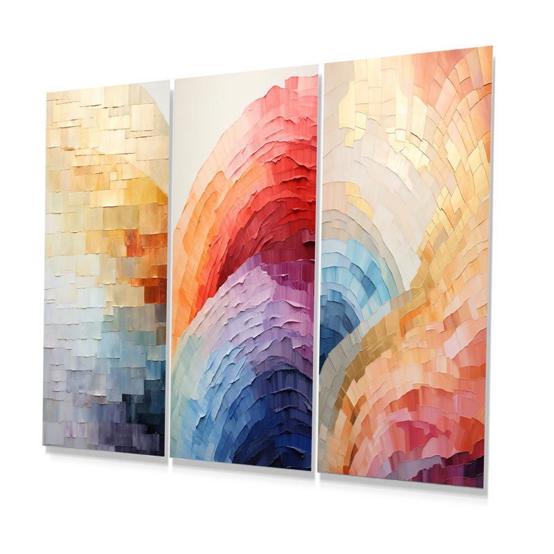 Minimalisme couleurs en harmonie - ensemble de 3 reproductions d'art mural abstraites en métal, H 28 po x l 36 po