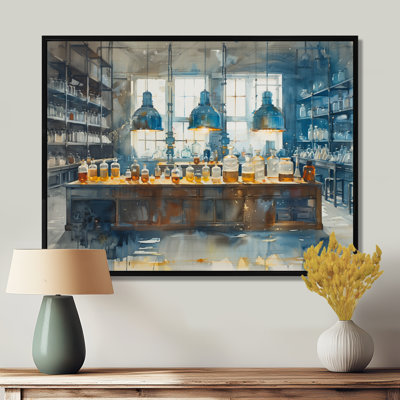 Salon d'art mural bleu et jaune