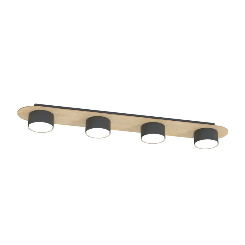Augustijn Flush Mount, Matte Black/Wood
