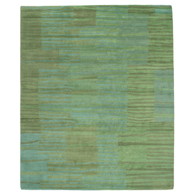 Righe Wool Striped Area Rug in Blue/Green