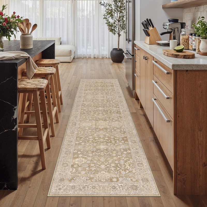 Lume Classic Persian Inspired Area Rug in Brown, Runner 2' x 8', Brown