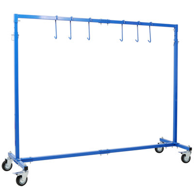 LifeSky Mobile Paint Hanger Rack: Adjustable 52\"-80\" Height - Move 3000 lbs with Locking Casters - 6 Hooks for Auto Body Shop & DIY Garage Painting