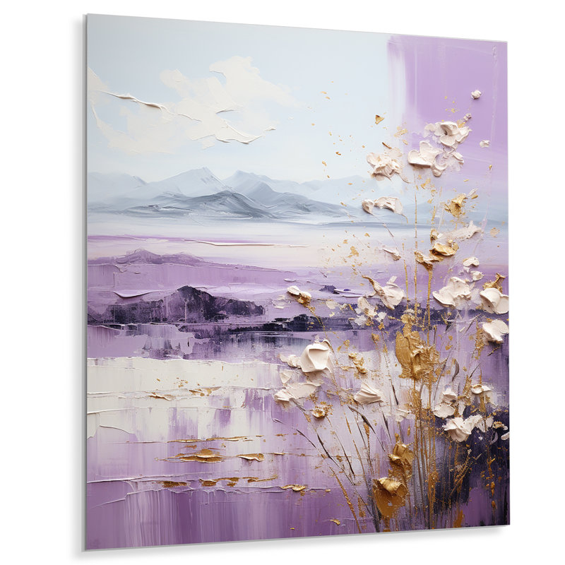 Purple And Gold Mountain Landscape II - Abstract Landscape, 32" H x 24" W x 1" D