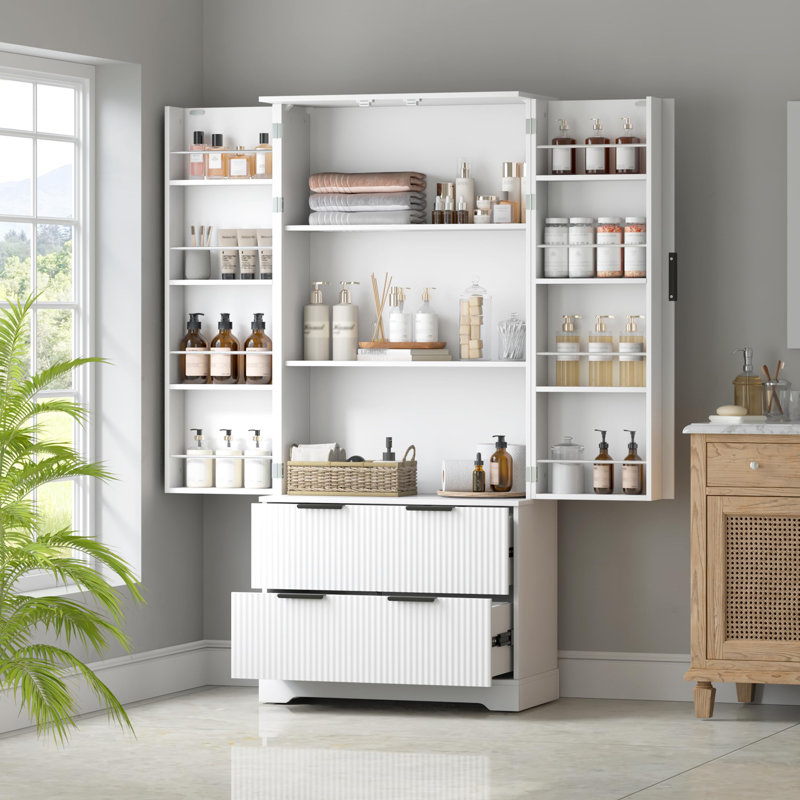 Grand garde-manger de 72 po avec 2 grands tiroirs, Blanc