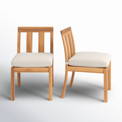 Melrose Teak Patio Dining Side Chair with Cushion by Joss & Main