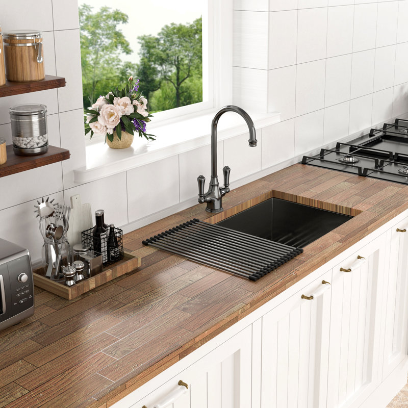 28 Single Bowl Undermount Sink- 28"X18"X9" Gunmetal Black  Kitchen Sink 16 Gauge With 9" Deep Basin