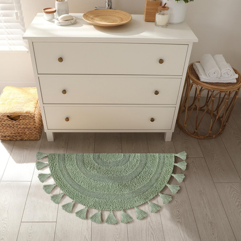 Tapis de bain demi-cercle festonné en coton Savi Home