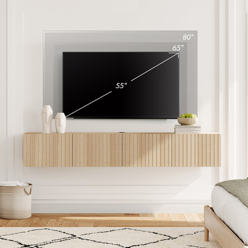 Haajarah Manufactured Wood Floating TV Stand, Light Oak