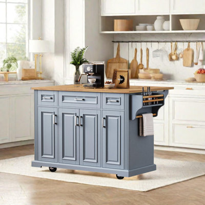 Kitchen Island with Rubber Wood Drop Leaf by Lark Manor