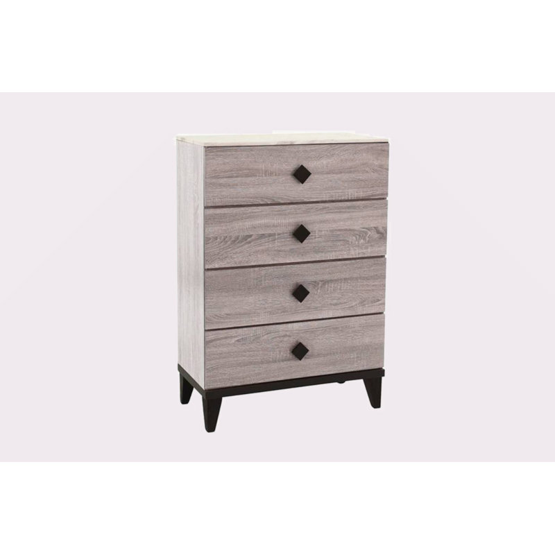 Meuble de chambre à coucher moderne de conception moderne 1 pièce crème 4 tiroirs avec plateau en faux marbre
