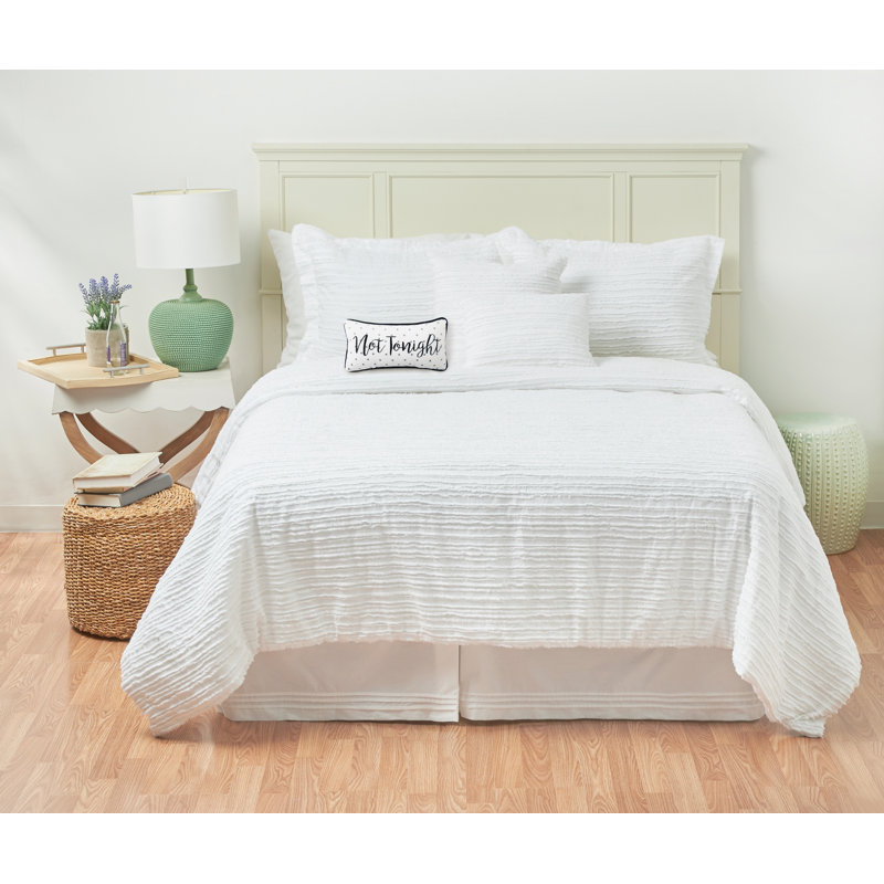Cora White Tailored Bed Skirt, Queen
