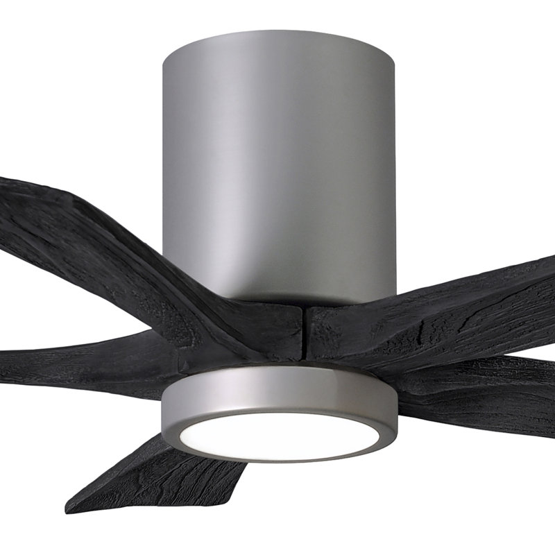 Ventilateur de plafond à 5 pales DEL avec ensemble d'éclairage inclus Irene, Nickel brossé, 42", Noir mat