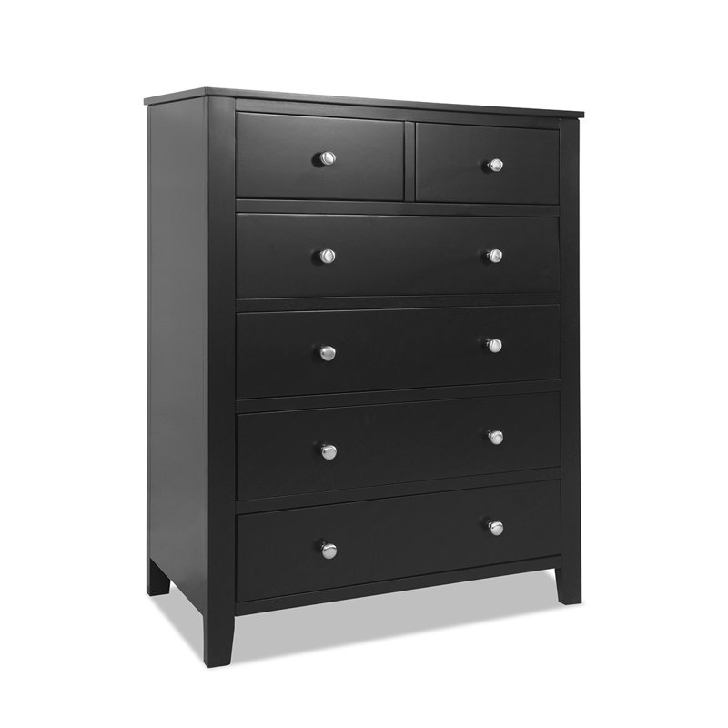 Huenna 80cm W 6 - Drawer Chest of Drawers, Black