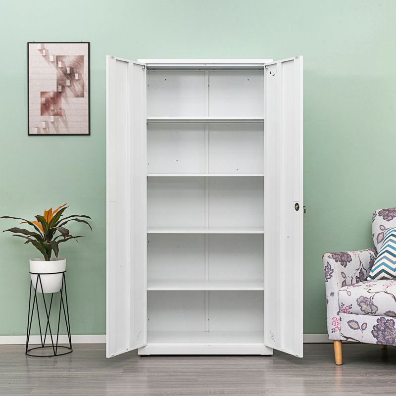 Armoire d'appoint, armoire de rangement haute avec 2 portes