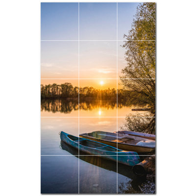Boat Photo 8'' x 8'' Satin Ceramic Decorative Mural