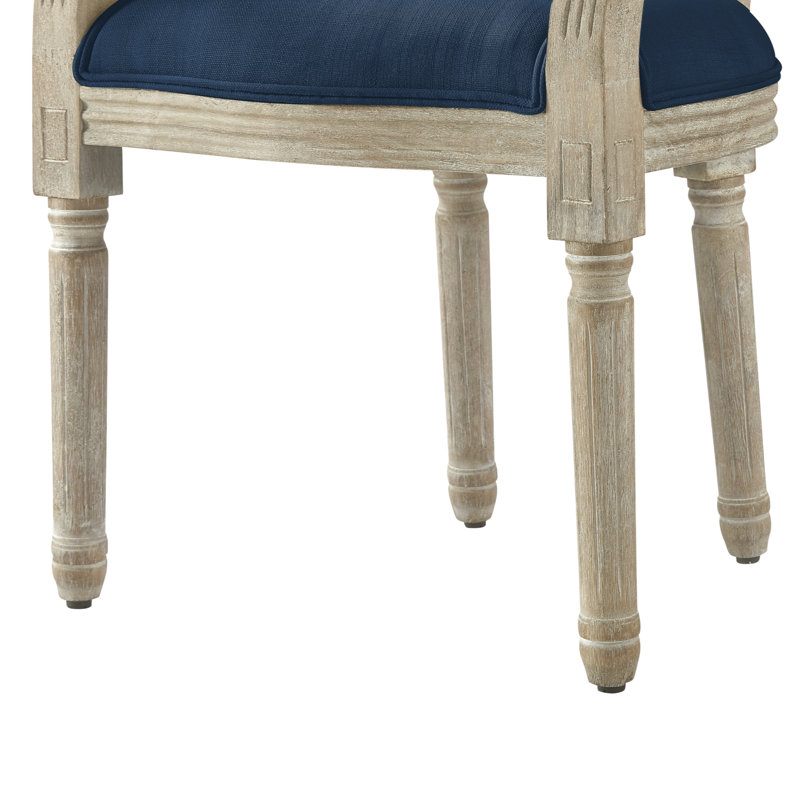 Chaise rustique en lin Rustic Manor, blanc crème, Bleu marine