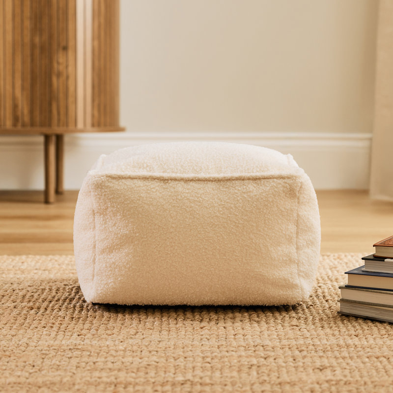 35cm Wide Square No Pattern Pouffe Ottoman, Cream