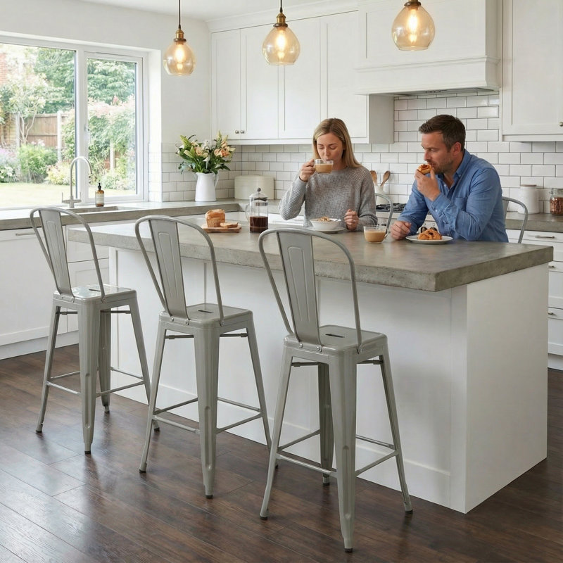 Counter Stool with Metal Frame, Grey