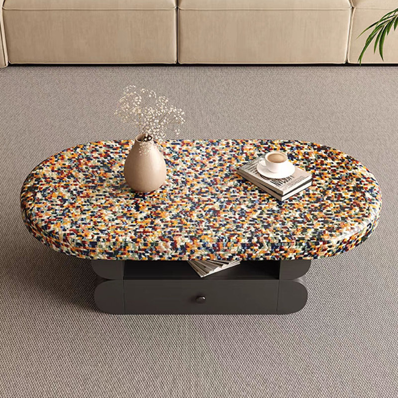 table basse vent petit appartement arc-en-ciel, H 16,92 po x L 51,18 po x l 27,55 po, Noir, noir, noir, noir