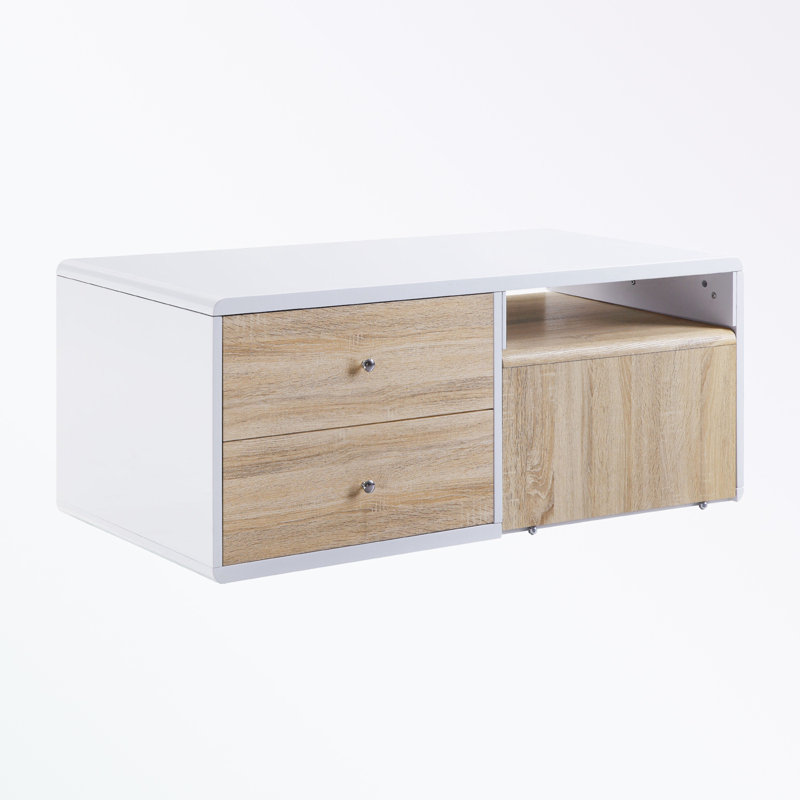 Rectangular Coffee Table with Pull-Out Table and 2 drawers