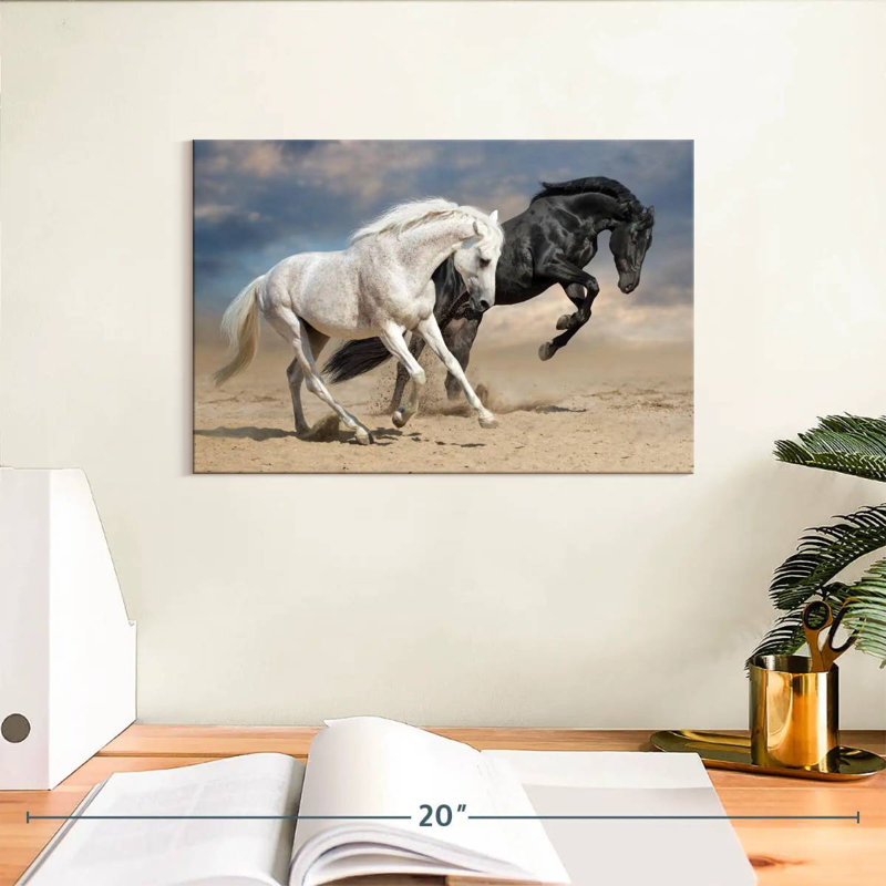 Black And White Horses, 8" H x 12" W