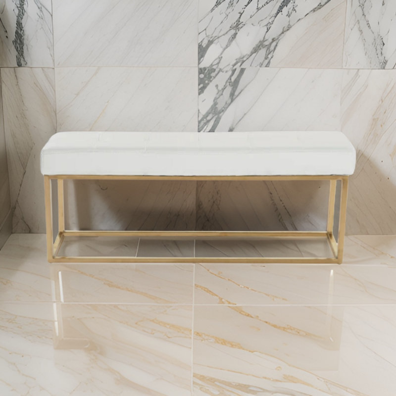 Banc rembourré Chepstow, Or, Blanc