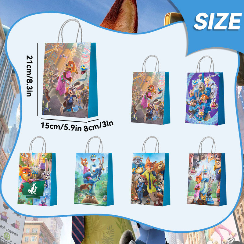 18Pcs Zootopia Party Bags,  Zootopia Gift Bags,Zootopia Goodie Bags