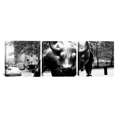 Political Street Bull Close-up 3 Piece Photographic Print on Wrapped Canvas Set