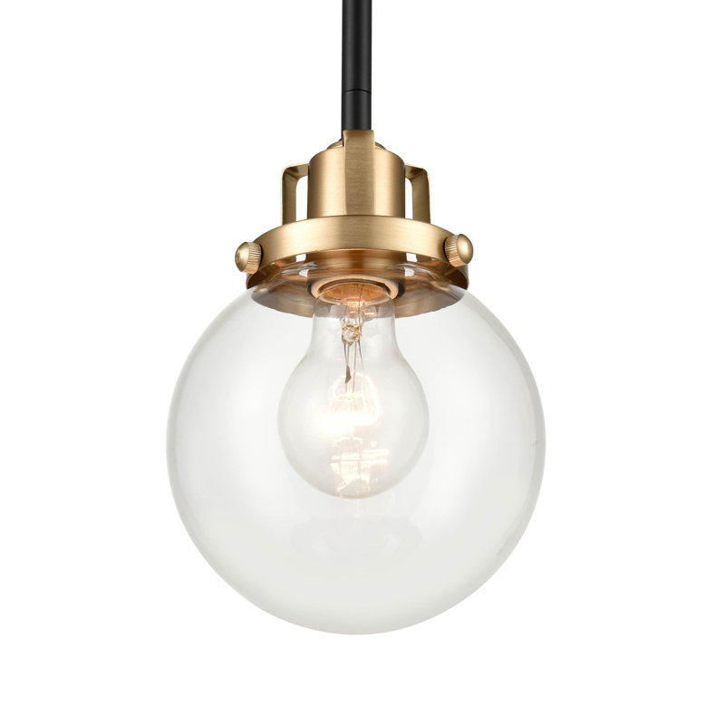 1 lumière 8 po Luminaire suspendu moderne or mat noir