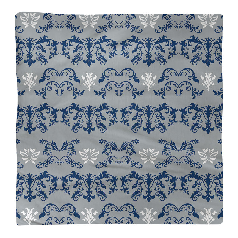 Damask Square Napkin, Speed Blue/Gray/White, Polyester, 10" W x 10" L