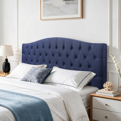 Button-Tufted Upholstered Headboard with Wall-Mount Option