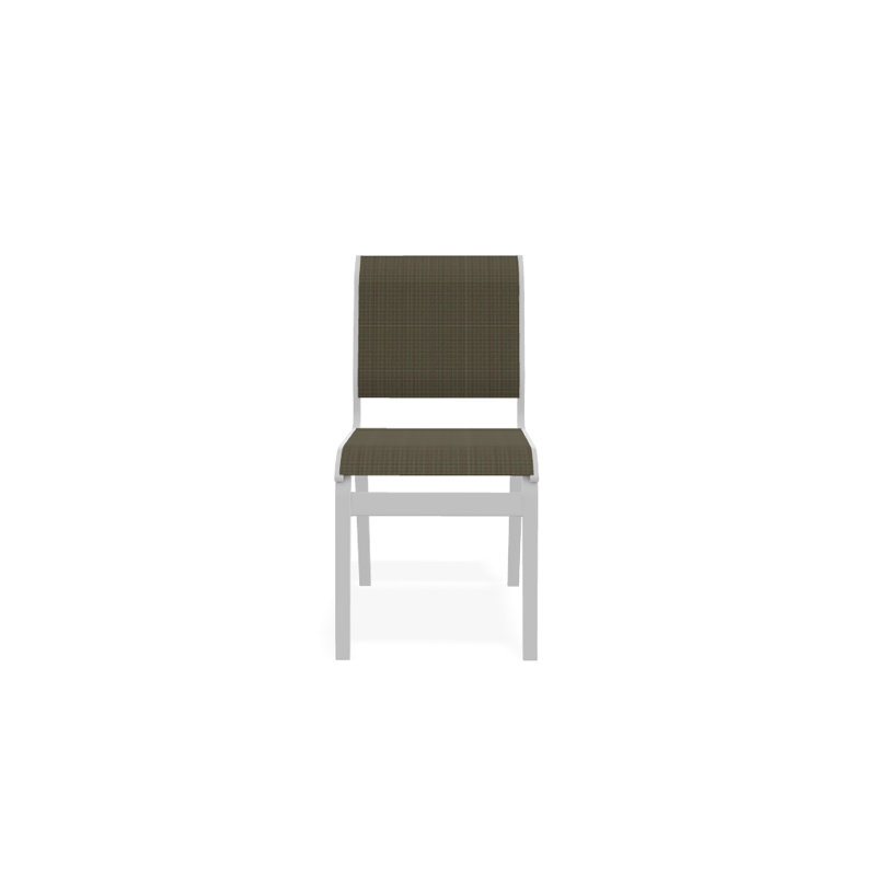 Chaise d'appoint de salle à manger Hiraku, Tweed Sunbrella® brun, Blanc texturé