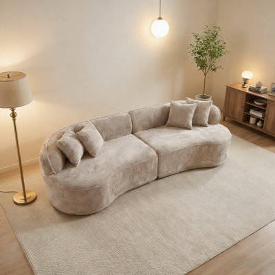 86" Curved Boucle Reversible Sectional Sofa, Modern Minimalist Oversized Cloud Settee, No Assembly Required