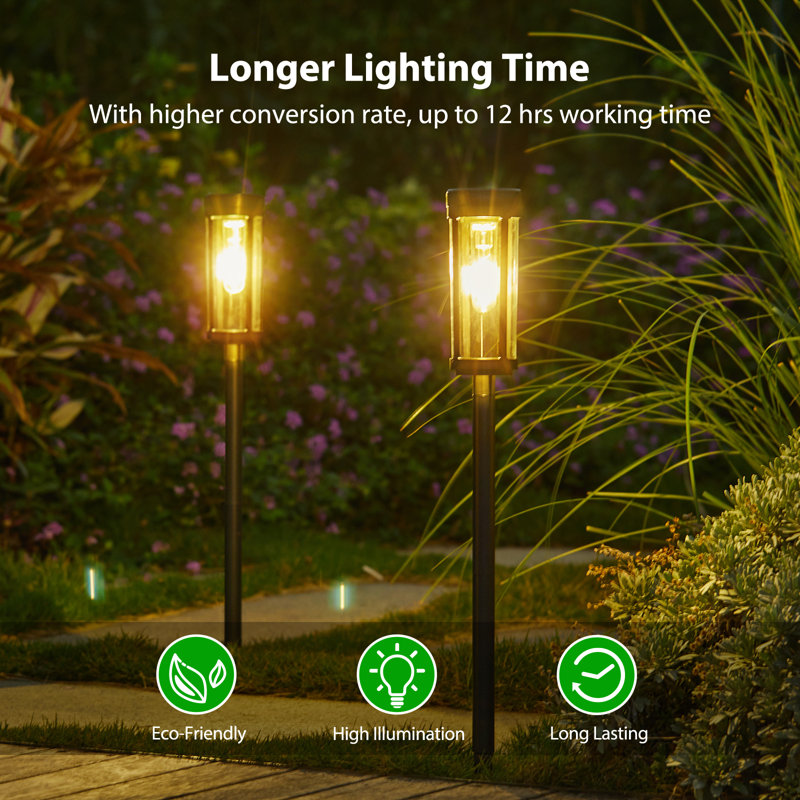 6-Pack Black Solar LED Pathway Lights with Plastic Housing