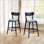 Ensemble de deux chaises de bar modernes en bois rembourrées avec dossier et repose-pieds pour pub, salon et restaurant