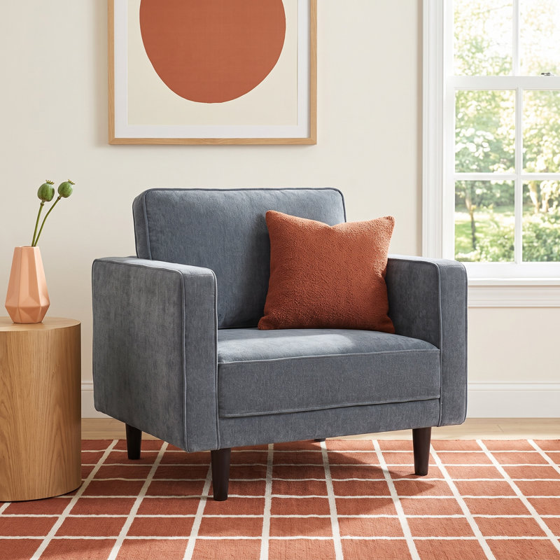 Curt Upholstered Armchair, Blue Performance Chenille