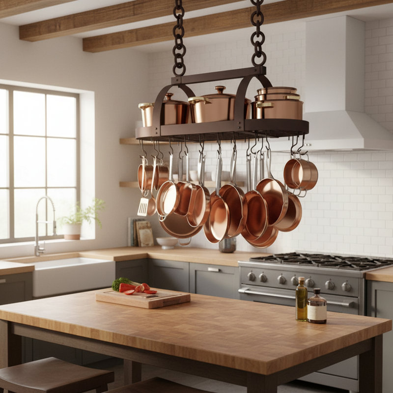 Metal Oval Hanging Pot Rack
