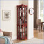 Vitrine d'angle vitrée d'angle avec portes en verre trempé, tablettes réglables, anti-basculement | Cerise | Panneau de fibres à densité moyenne-1585587790