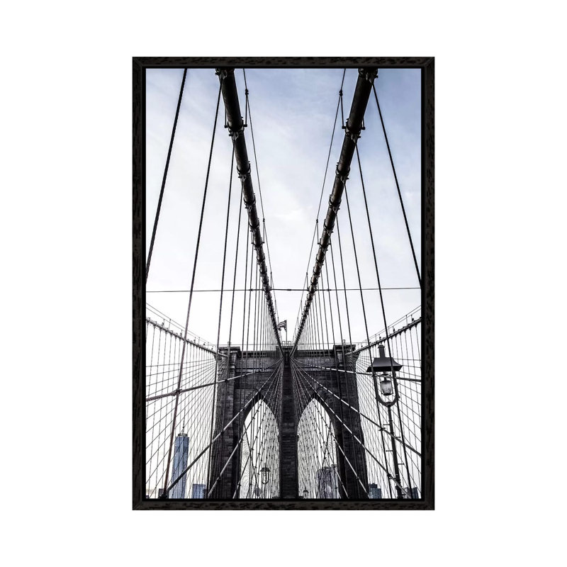 Brooklyn Bridge II by Ann Hudec - Print on Canvas, 66.04cm H x 45.72cm W x 3.81cm D, Black Framed