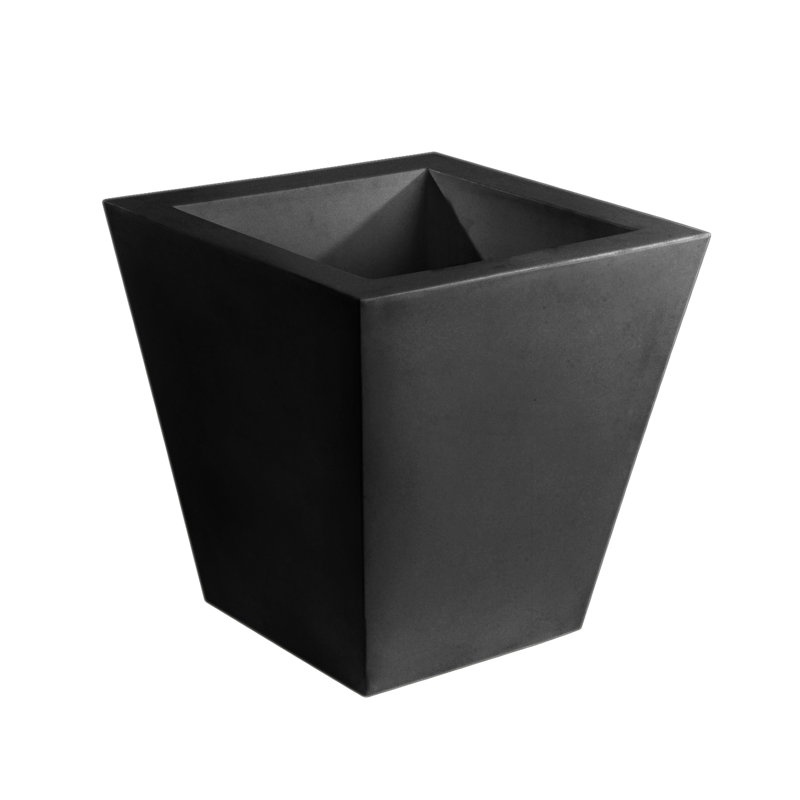 Cono Resin Pot Planter, Black, 19.75" H x 19.75" W x 19.75" D