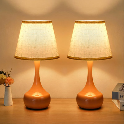 Ensemble de 2 petites lampes de table à trois niveaux à intensité variable et lampe de chevet rose pour chambre d'enfant / bureau / salon (y compris les ampoules à DEL)