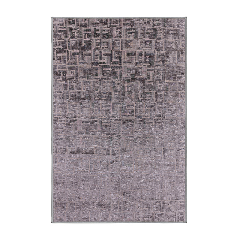 Tapis gris à motif géométrique Bornier, Rectangle 8 pi x 10 pi