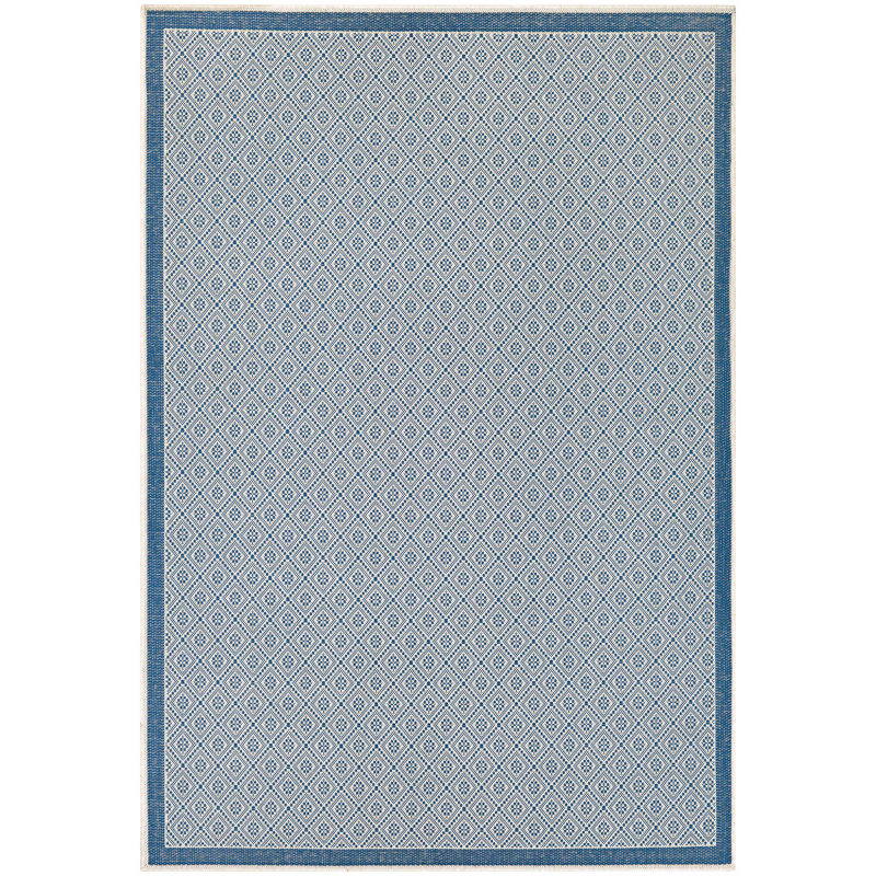 Tapis intérieur / extérieur bleu azur / sable Vacaville, Rectangle 2 pi x 3 pi 7 po